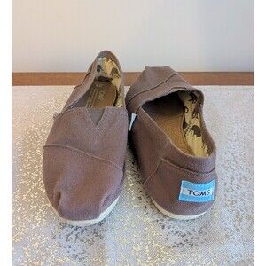 TOMS Classic Ash Canvas Shoes Grey Women's 9 Casual Norm Core Taupe Flats Logo